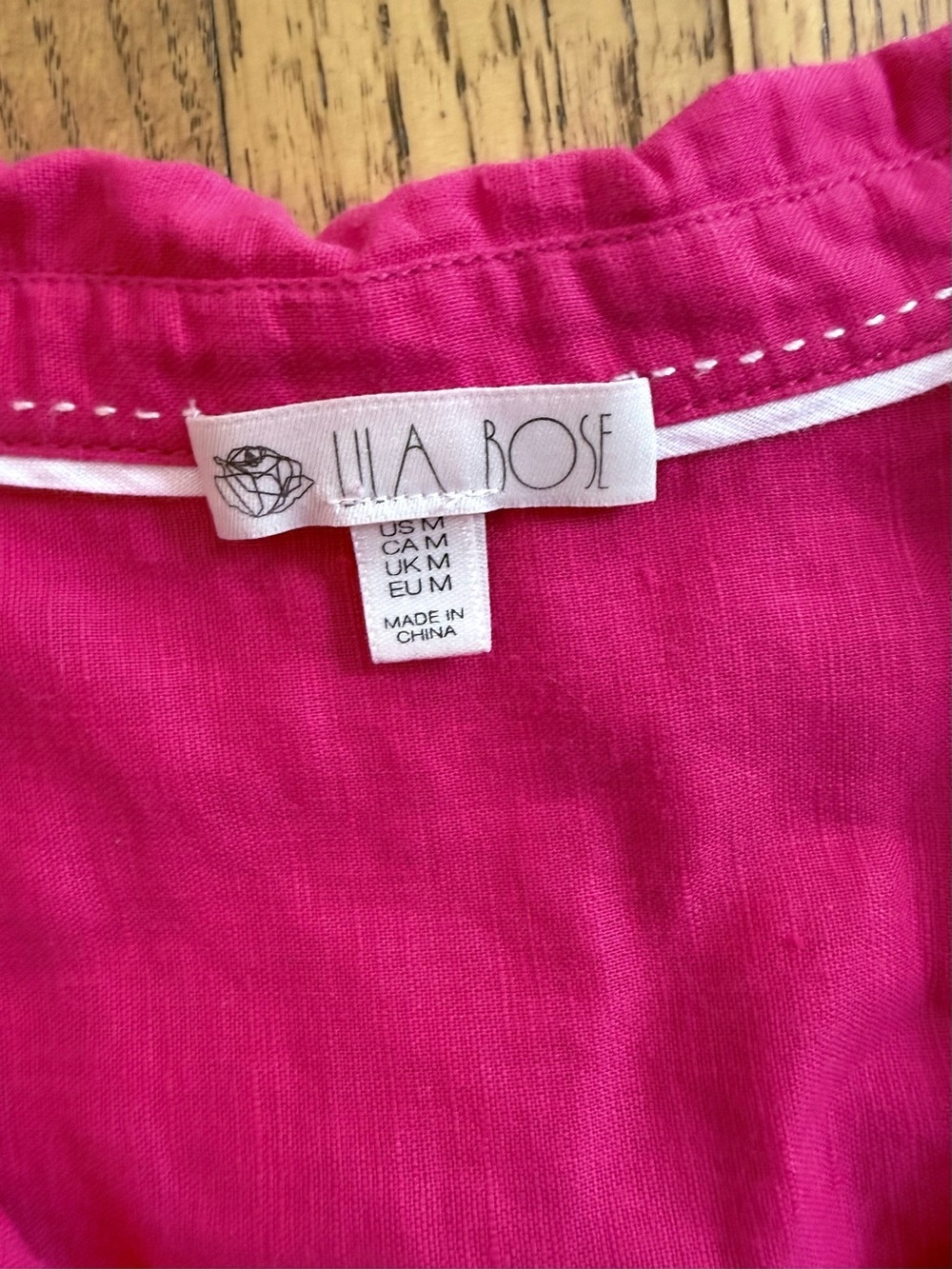 Lila Rose Fuchsia Linen Blend Popover Tunic Blouse Women’s Medium - Picture 3 of 4